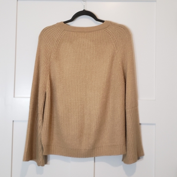 Main Strip Lace Up Front Knitted Tan Sweater Size Medium - Picture 9 of 12